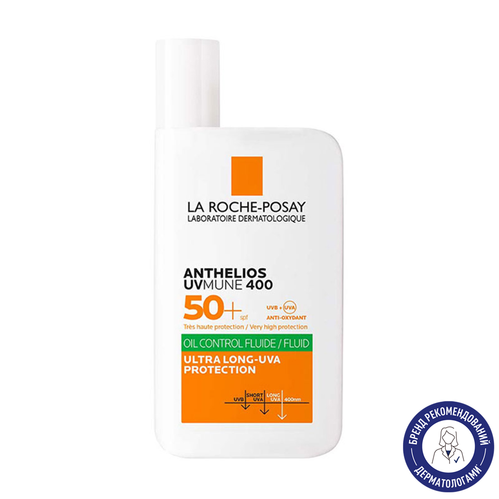Матувальний сонцезахисний флюїд для жирної та чутливої шкіри обличчя La Roche-Posay Anthelios UVmune 400 Oil Control Fluid SPF 50+, 50 мл